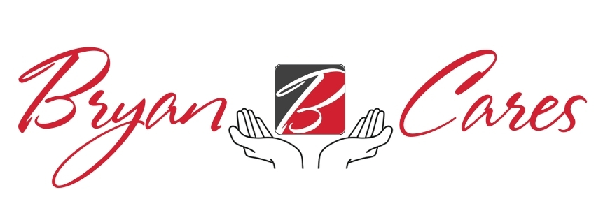 Logo for Bryan B Cares, featuring stylized text and hands, symbolizing support and community engagement.